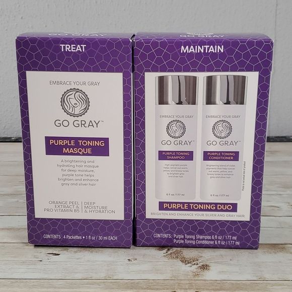 NEW Go Gray Purple Toning Shampoo and Conditioner & Toning Masque Treatments NWT - Picture 1 of 10